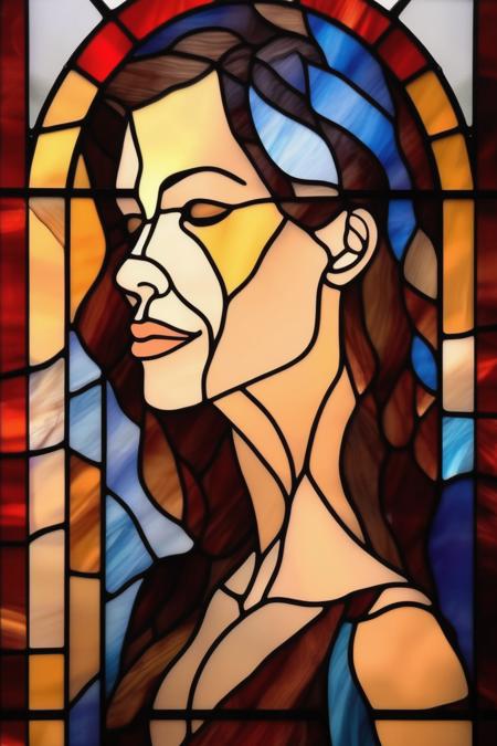 00520-391827478-_lora_Stained Glass Portrait_1_Stained Glass Portrait - simple stained glass pattern of a woman. large pieces. minimal details.png